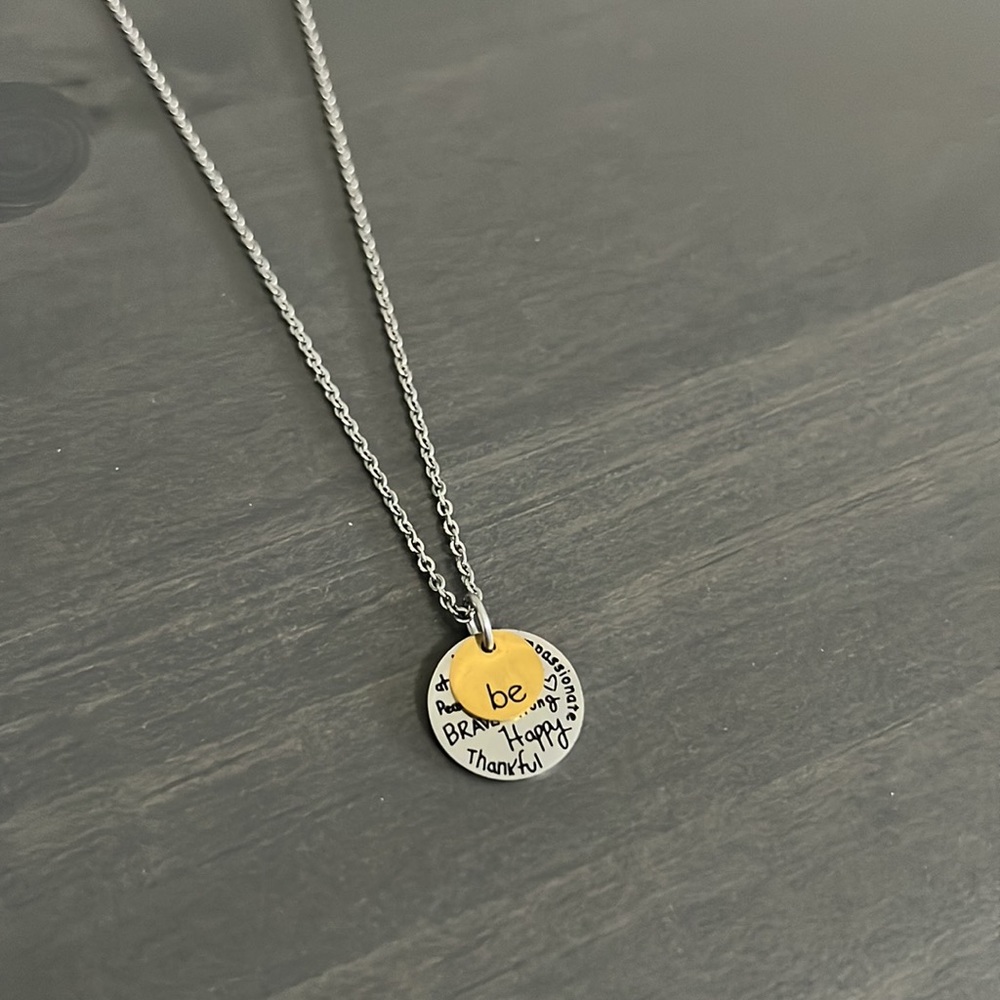 Stainless Steel Be Kind, Brave Happy, Thankful Necklace - Picture 1 of 6